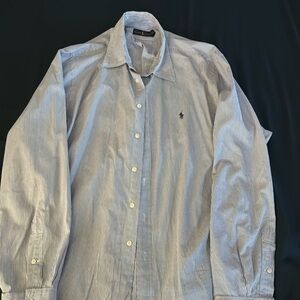 Ralph Lauren Men’s Dress Shirt, Striped Navy and White, XXL